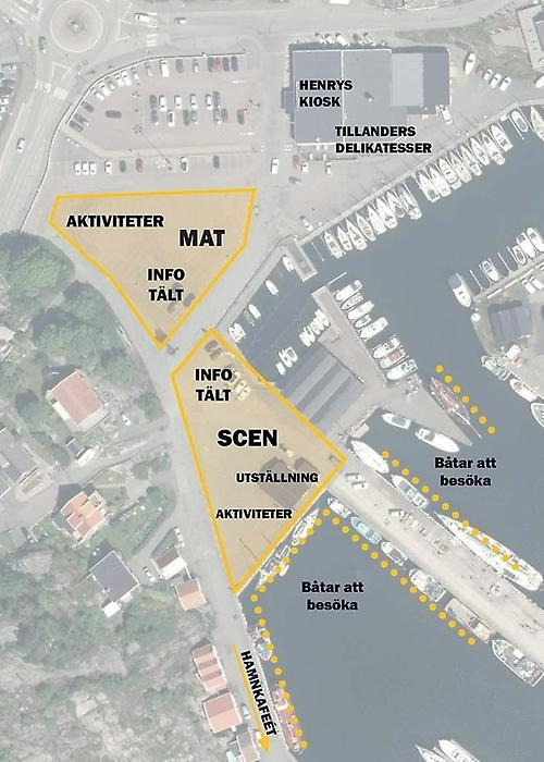 Karta med information om var hamnfestens olika aktiviteter sker